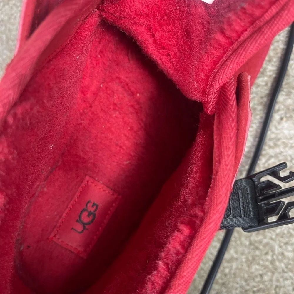 UGG Vibrant Red Suede Boots with Black Strap